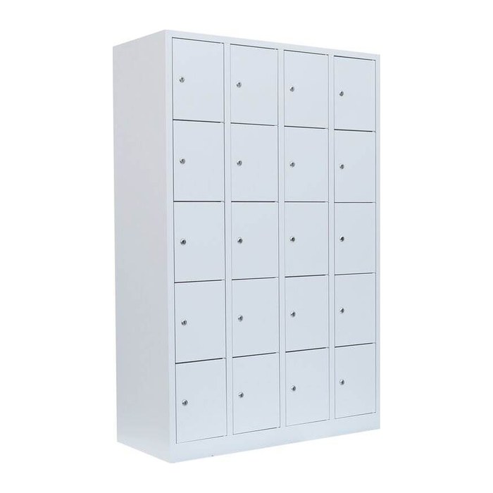 LÜLLMANN Schließfachschrank lichtgrau 520540, 20 Schließfächer 117,0 x 50,0 x 180,0 cm
