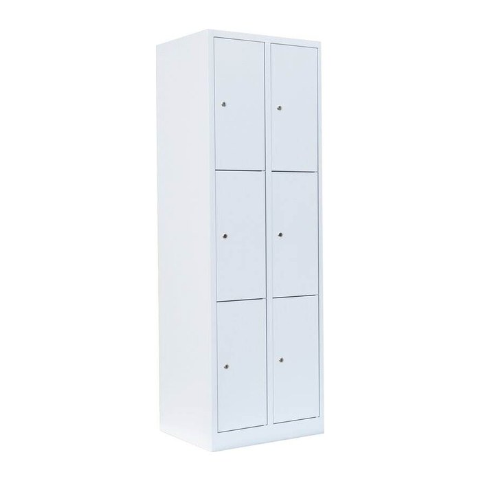 LÜLLMANN Schließfachschrank signalweiß 520327, 6 Schließfächer 60,0 x 50,0 x 180,0 cm