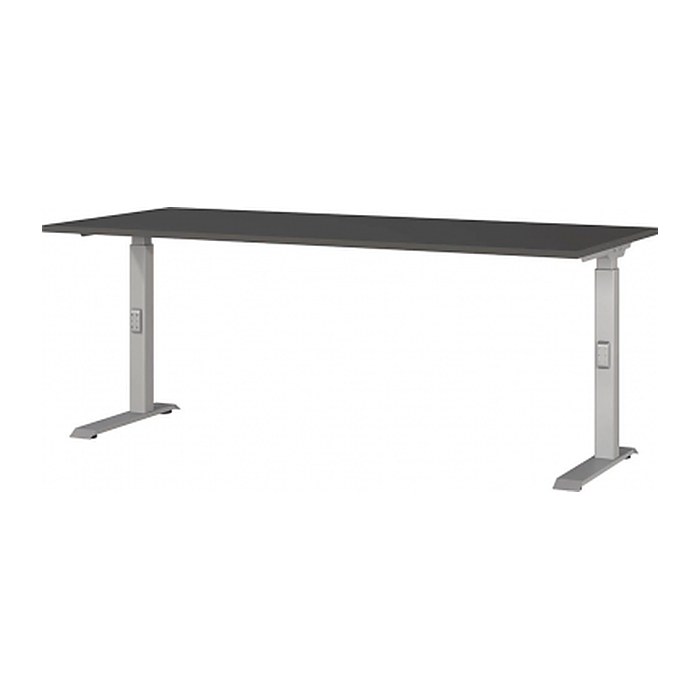 GERMANIA DOWNEY höhenverstellbarer Schreibtisch grafit rechteckig, C-Fuß-Gestell silber 180,0 x 80,0 cm