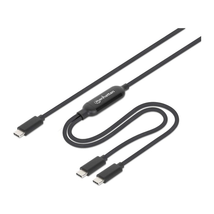 MANHATTAN Dual USB-C Ladekabel 100 W 2 m schwarz