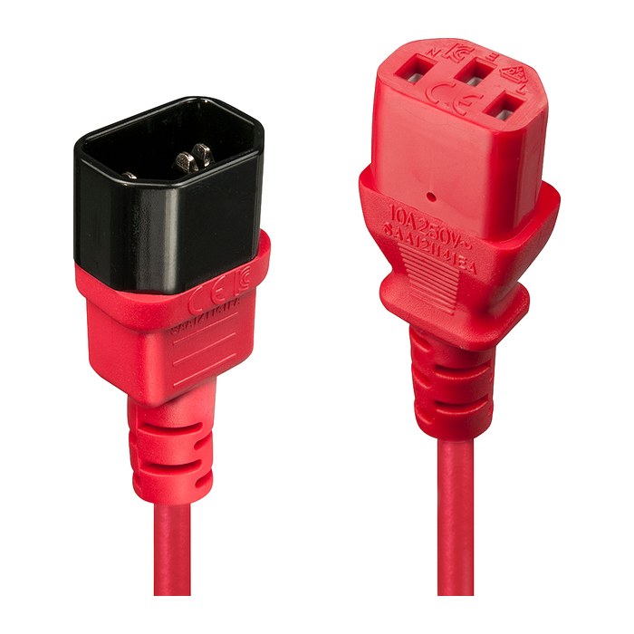 LINDY IEC-Netzverlängerung C14 - C13 rot 0.5m