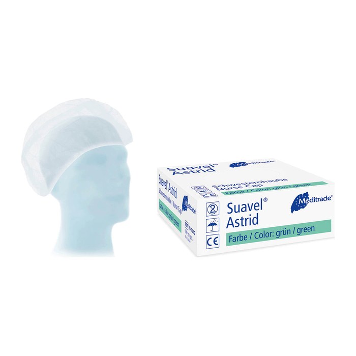 Meditrade® unisex Baretthauben Suavel® Astrid weiß Größe L 100 St.