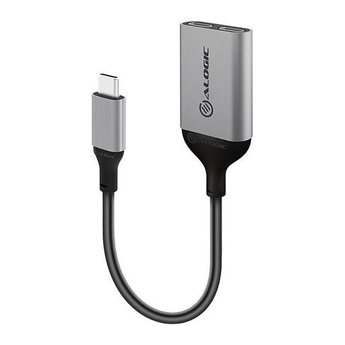 Alogic Adapter USB-C -> 2x USB-C St/2xBu 10cm Space grey