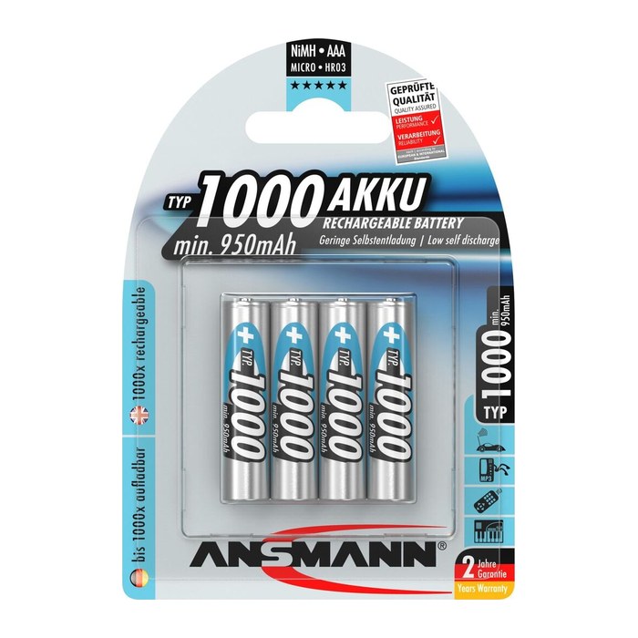 ANSMANN Akkus maxE Ni-MH Micro AAA min. 950 mAh, 4 St.