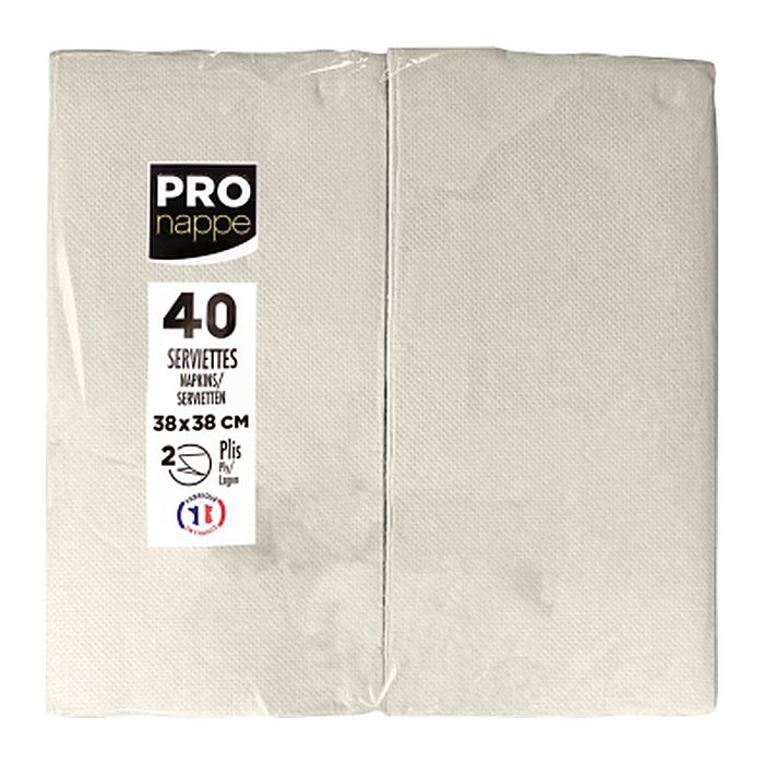PROnappe Servietten elfenbein 2-lagig 38,0 x 38,0 cm, 40 St.
