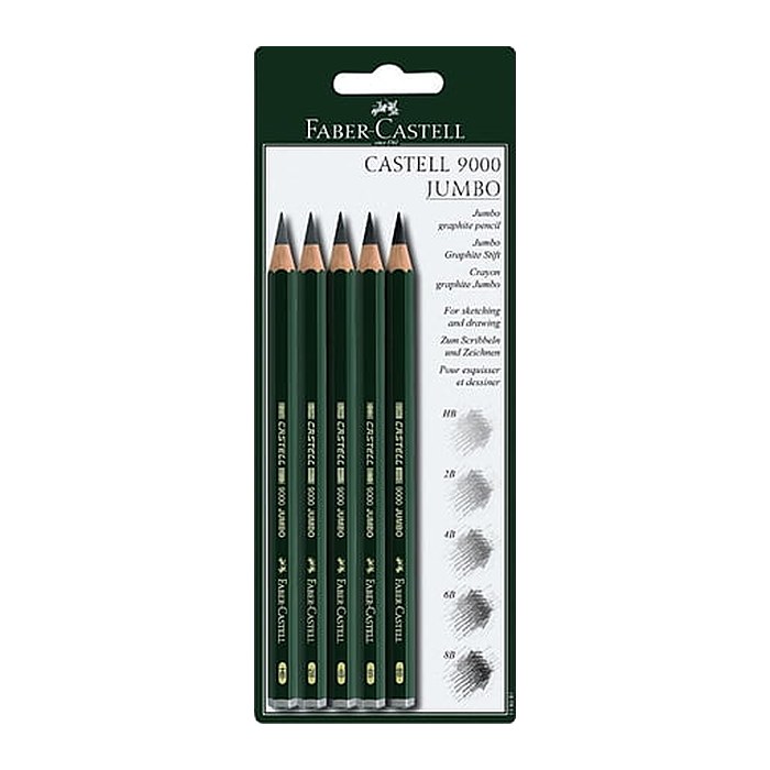 FABER-CASTELL Bleistift Castell 9000 Jumbo 5x BK