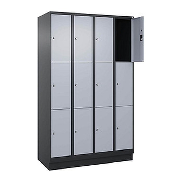 CP Schließfachschrank Classic PLUS schwarzgrau, weißaluminium 080020-403 S10036, 12 Schließfächer 120,0 x 50,0 x 195,0 cm