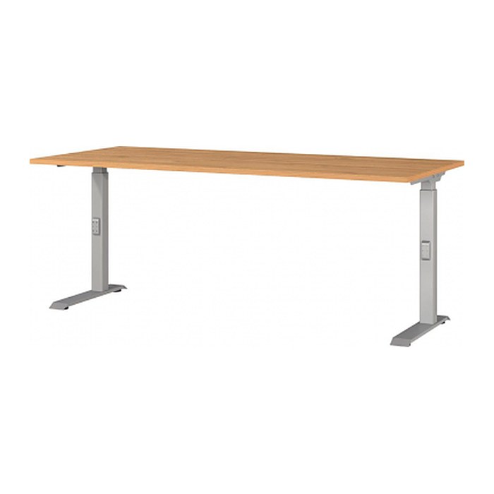 GERMANIA DOWNEY höhenverstellbarer Schreibtisch grandson-eiche rechteckig, C-Fuß-Gestell silber 180,0 x 80,0 cm