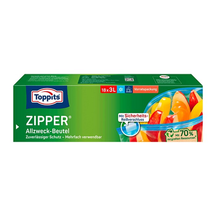 Toppits Gefrierbeutel ZIPPER 3,0 l, 18 St.