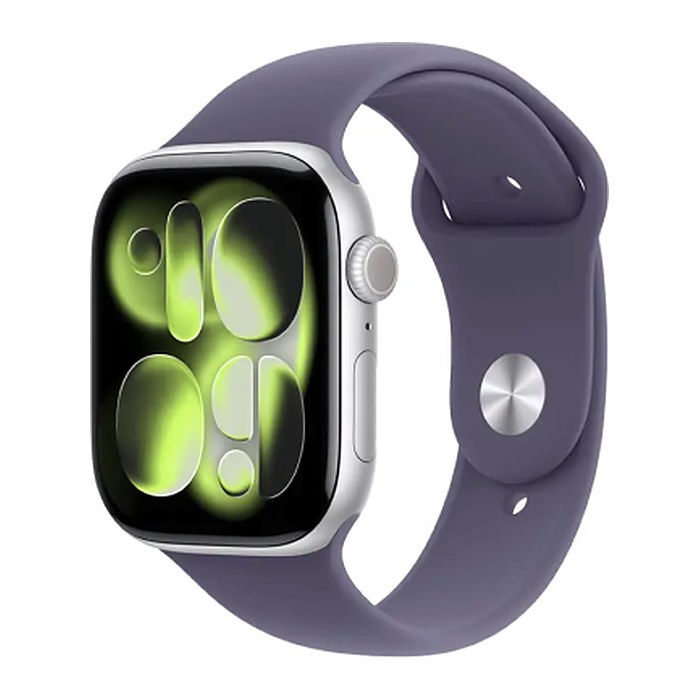Apple Watch Series 11 46 mm Aluminium (GPS+Cellular) Sportarmband S/M nebelviolett, silber