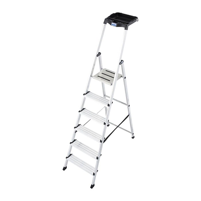 KRAUSE Stehleiter einseitig MONTO Secury mit Multi-Grip silber 6 Stufen, H: 210,0 cm