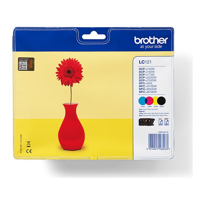 brother LC-121BK/C/M/Y schwarz, cyan, magenta, gelb Druckerpatronen, 4er-Set