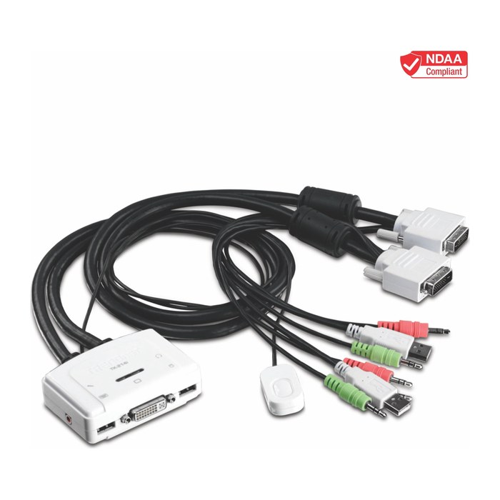TRENDnet KVM Switch 2-Port DVI/USB/Audio mit Kabeln