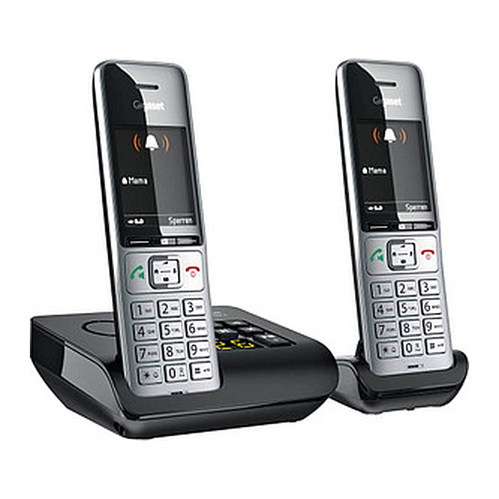 Gigaset COMFORT 500A duo Schnurloses Telefon-Set mit Anrufbeantworter schwarz-silber