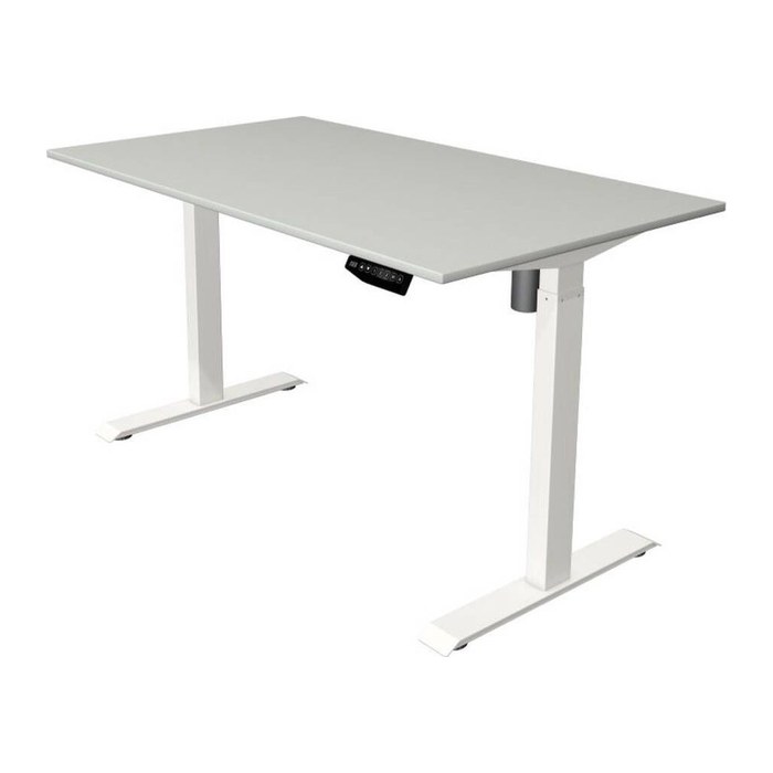 Kerkmann Move 1 elektrisch höhenverstellbarer Schreibtisch lichtgrau rechteckig, T-Fuß-Gestell weiß 140,0 x 80,0 cm