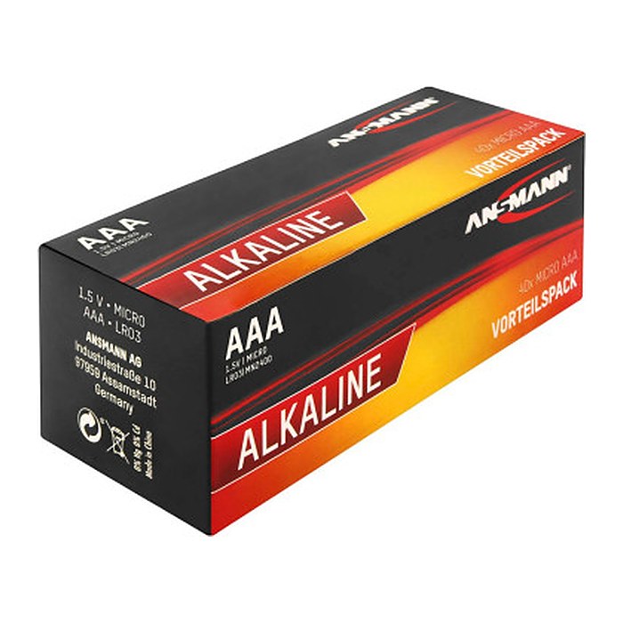 ANSMANN Batterien Red Alkaline Alkali-Mangan Micro AAA 1,5 V, 40 St.