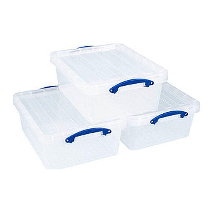 Really Useful Box Aufbewahrungsboxen 3x 23,5 l transparent 50,0 x 39,5 x 19,5 cm, 3 St.