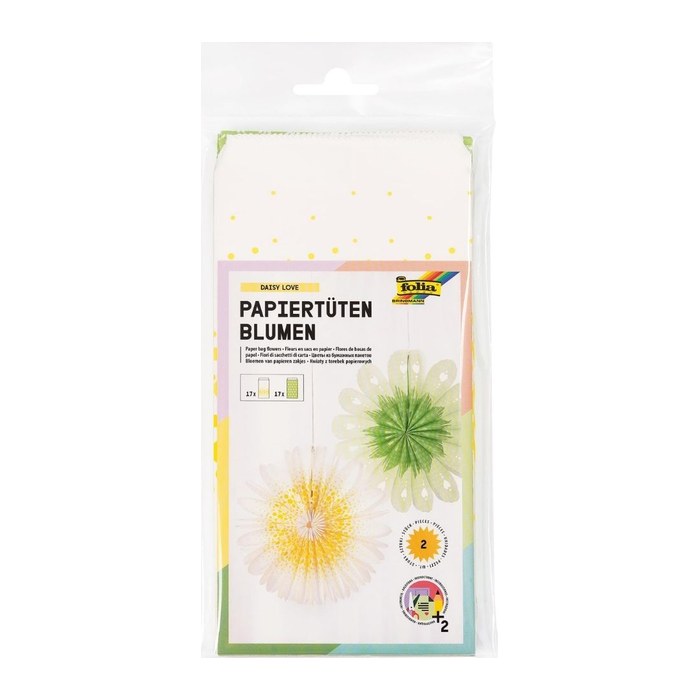 folia Papiertüten für Dekoblumen Daisy Love weiß/grün