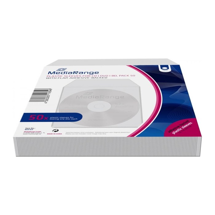 MediaRange 1er CD-/DVD-Hüllen transparent, 50 St.