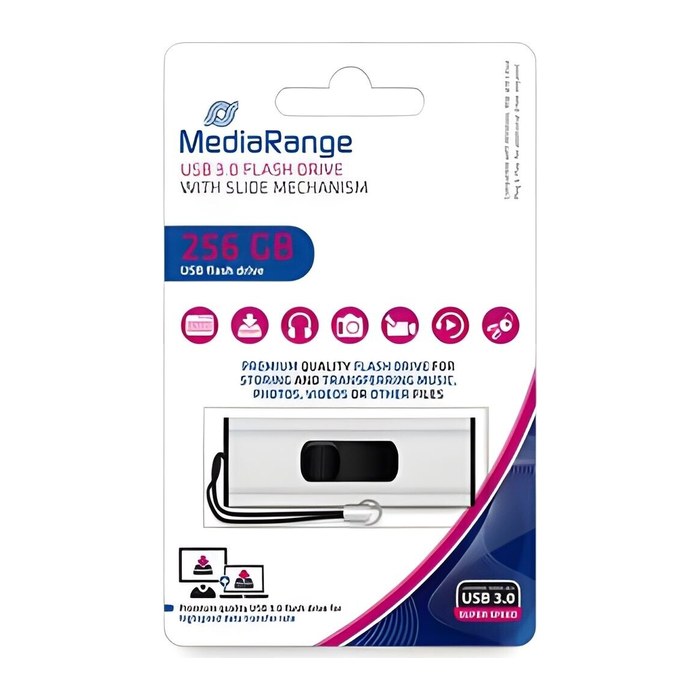 MediaRange USB-Stick schwarz, silber 256 GB, 1 St.