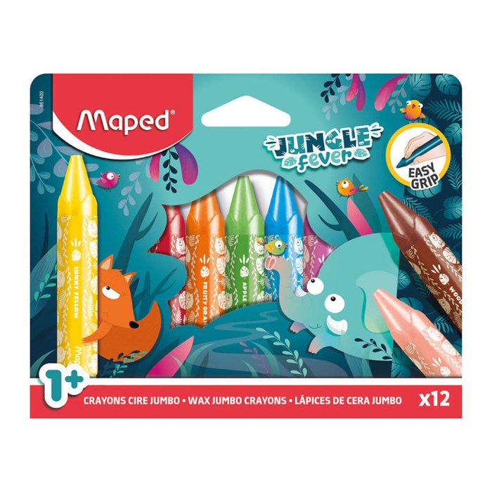 maped JUNGLE fever Jumbo Wachsmalstifte farbsortiert, 12 St.