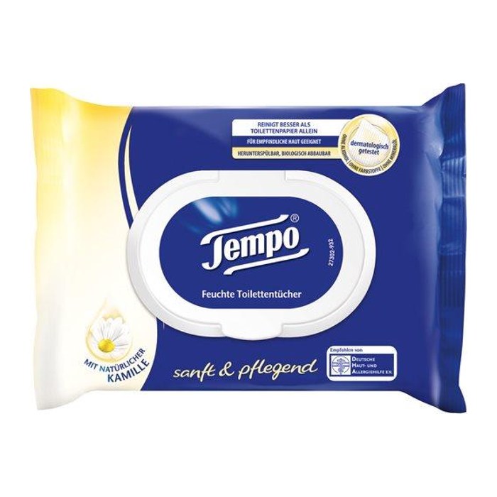 Tempo Feuchtes Toilettenpapier Sanft & Pflegend 1-lagig, 42 Tücher