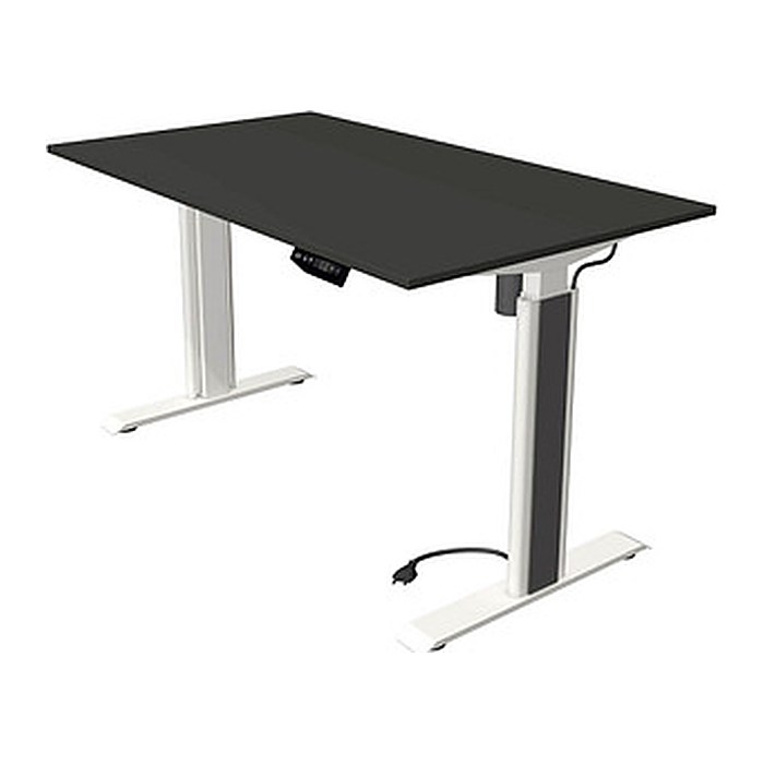 Kerkmann Move 1 advance elektrisch höhenverstellbarer Schreibtisch anthrazit rechteckig, T-Fuß-Gestell weiß 140,0 x 80,0 cm