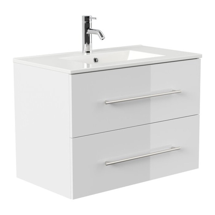 POSSEIK Waschbecken mit Unterschrank HOMELINE 80 weiß glanz 81,0 x 46,0 x 61,0 cm