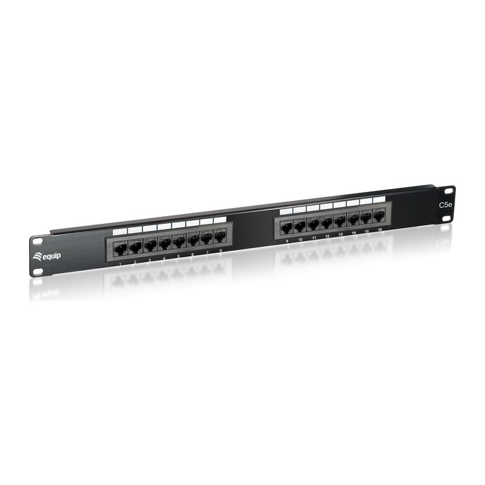 Equip 19" Patchpanel 16xRJ45 Cat5e UTP 1U 100MHz RAL9005
