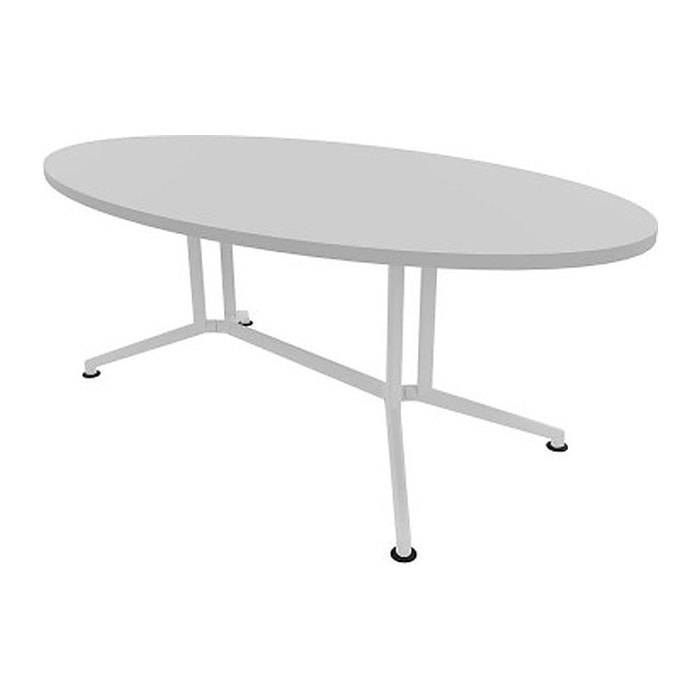 Quadrifoglio Konferenztisch X2 grau oval, V-Gestell weiß, 200,0 x 110,0 x 74,0 cm