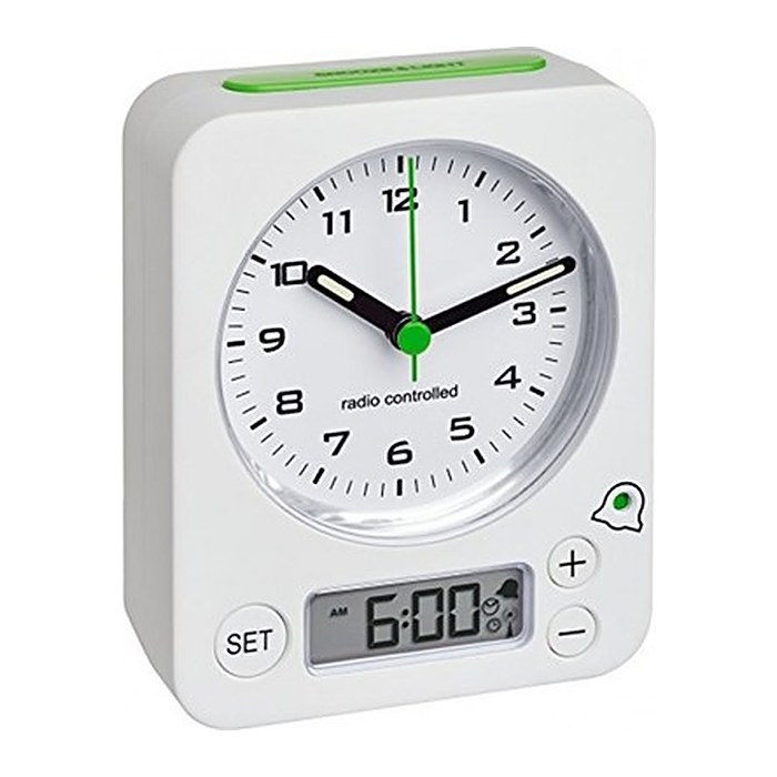 TFA® Funkwecker COMBO weiß Kunststoff 9,0 x 11,5 cm