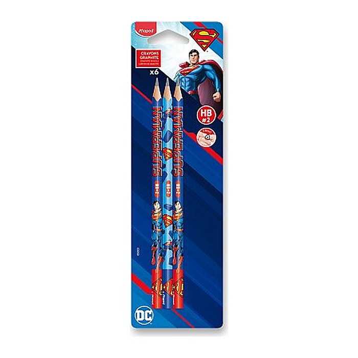 maped SUPERMAN Bleistifte HB blau mit Superman-Design, 6 St.