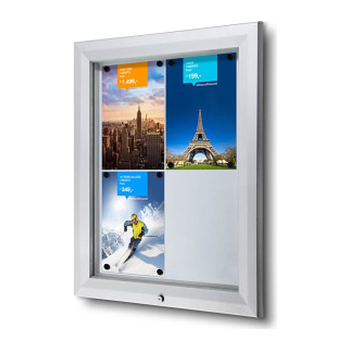 Showdown® Displays Schaukasten T silber 4x DIN A4 58,5 x 4,7 x 76,0 cm, 1 St.