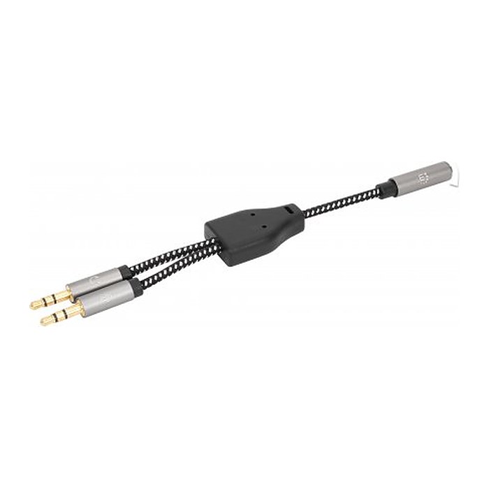 MANHATTAN Headset-Adapterkabel mit Aux Y-Audiosplitter 15cm