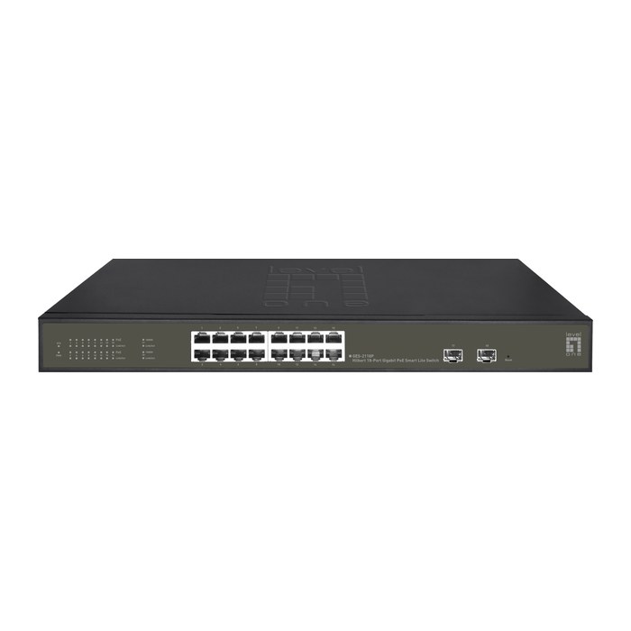 LevelOne PoE+Switch 16xGE PoE/2xSFP 230W Metall managed