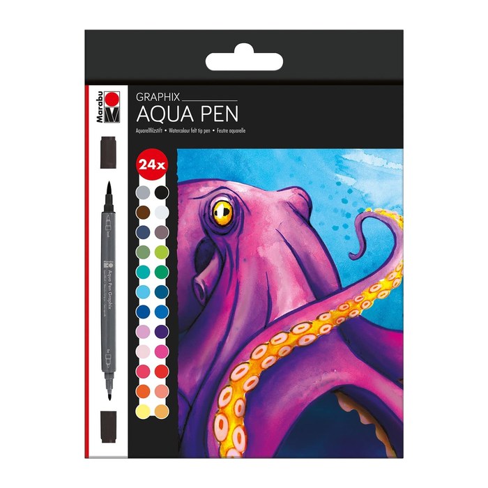 Marabu Graphix Octopy Aquarellmarker-Set farbsortiert, 24 St.
