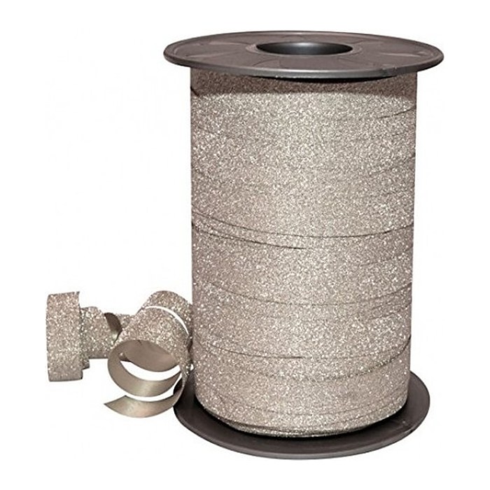 PRÄSENT Geschenkband POLY GLITTER Glitter silber 10,0 mm x 100,0 m