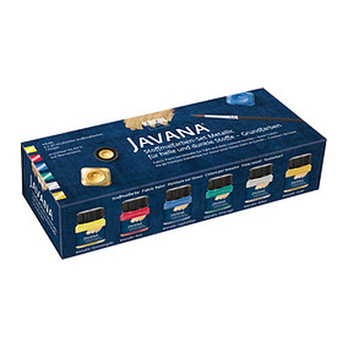 KREUL Javana Metallic Stoffmalfarbe farbsortiert 6 x 20 ml, 6 St.