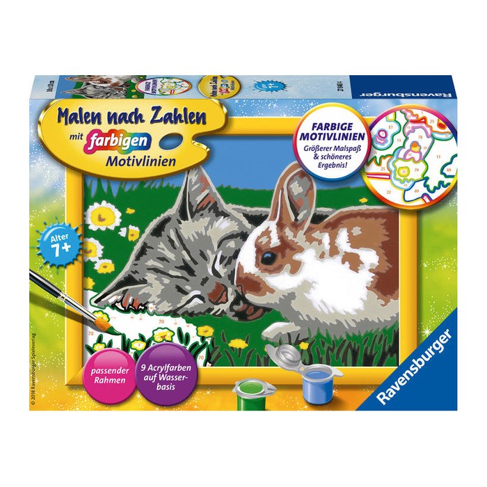 Ravensburger Malen-nach-Zahlen Kätzchen und Häschen mehrfarbig