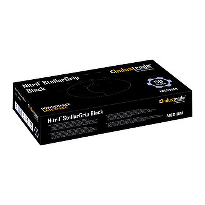 Industrade® unisex Einmalhandschuhe Nitril® StellarGrip Black schwarz Größe M, 50 St.