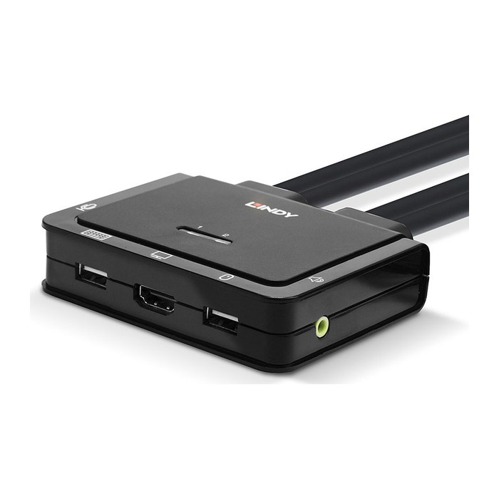 LINDY 2 Port HDMI 18G, USB Type C Cable KVM Switch