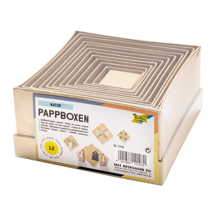 folia NATUR Geschenkboxen-Set braun, 12 St.