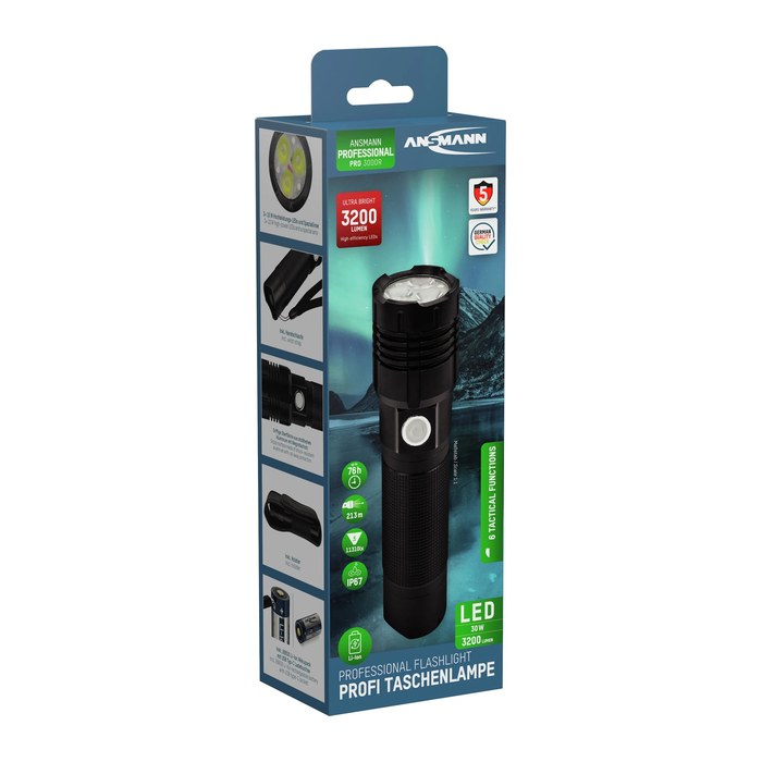 ANSMANN PRO 3000R LED Taschenlampe schwarz, 5100 mAh, 1 St.