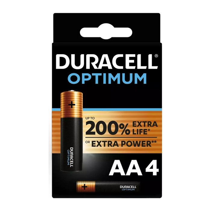 DURACELL Batterien Optimum Alkali-Mangan Mignon AA 1,5 V, 4 St.