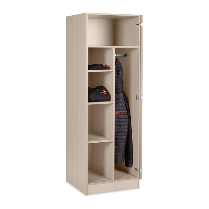 Kleider- & Wäscheschrank (1-Türe) – Komplett Holz (Ahorn)
