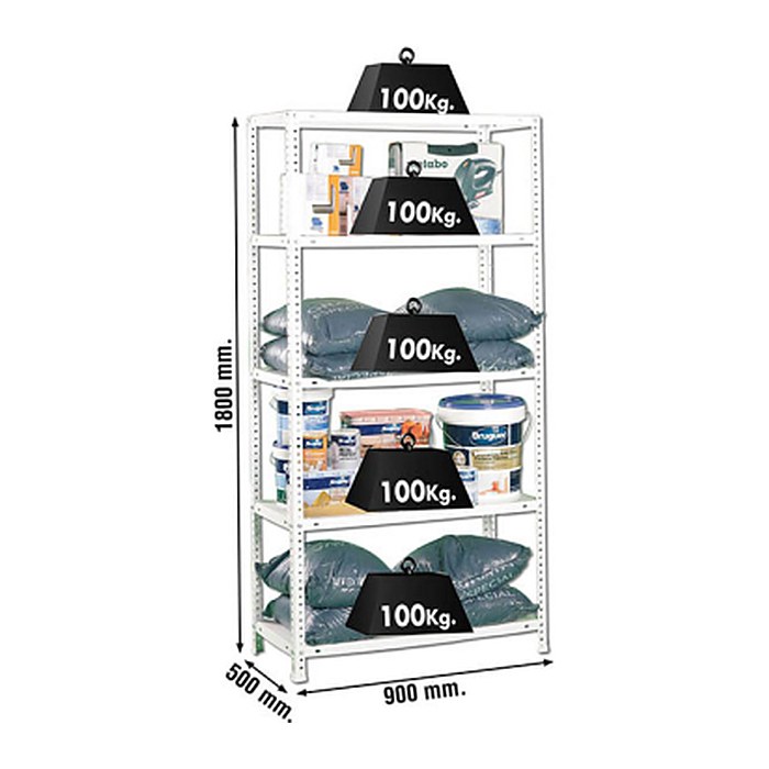 Simonrack Schwerlastregal COMFORT 8425437047770 weiß 90,0 x 50,0 x 180,0 cm
