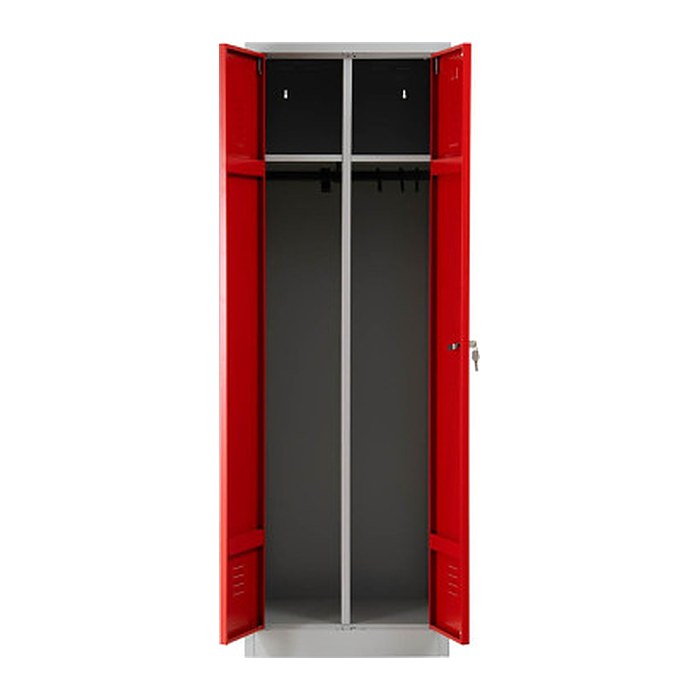 Gürkan Spind lichtgrau, feuerrot 103450, 1 Schließfach 60,0 x 50,0 x 180,0 cm