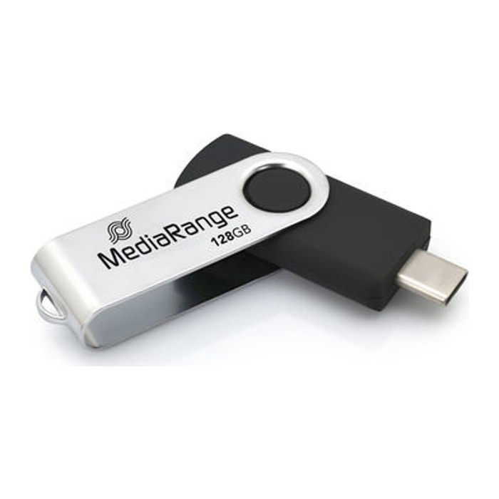 MediaRange USB-Stick schwarz, silber 128 GB, 1 St.