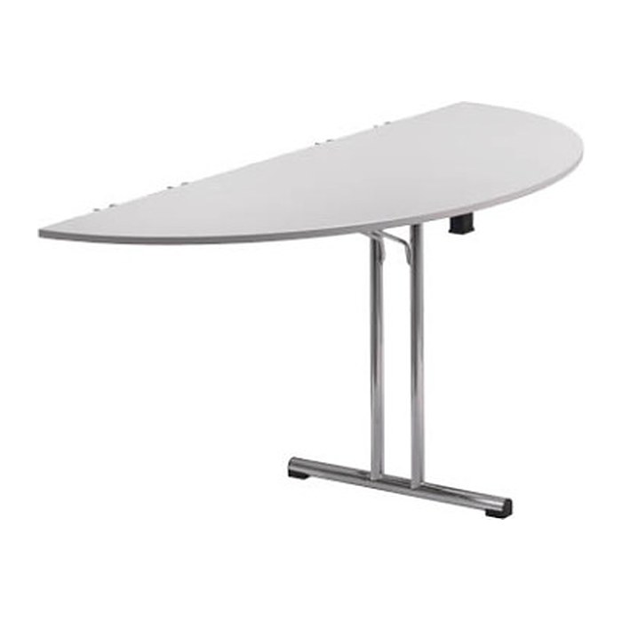 SODEMATUB Mehrzwecktisch lichtgrau halbrund, Rundrohr chrom, 140,0 x 70,0 x 74,0 cm