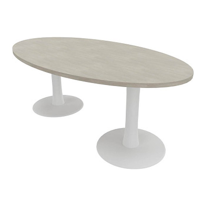 Quadrifoglio Konferenztisch Idea+ beton oval, Säulenfuß weiß, 200,0 x 110,0 x 74,0 cm